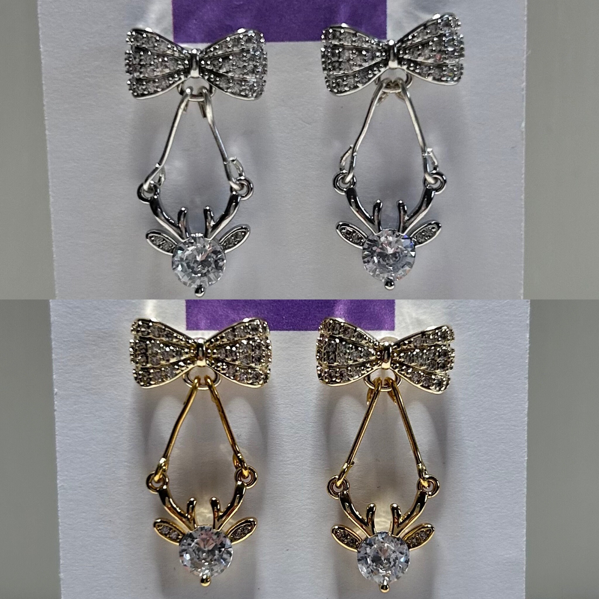 Orecchini pendenti a forma di renna di Natale / Gioielli romantici e magici a forma di cervo femmina e maschio, regalo per lei, orecchini pendenti in argilla polimerica bianchi - Italia
