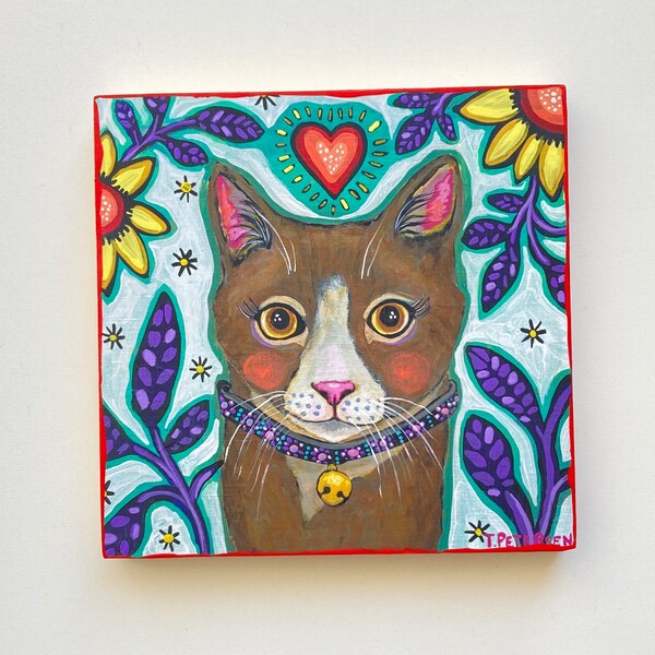 Folk Art Cat Painting