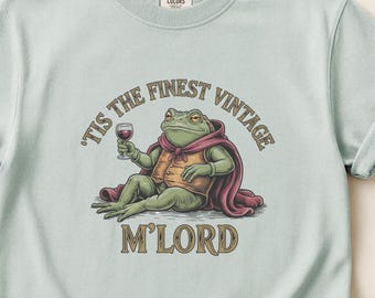 Vintage Frosch M'Lord T-Shirt | Königlicher Frosch-Trinkwein-T-Shirt