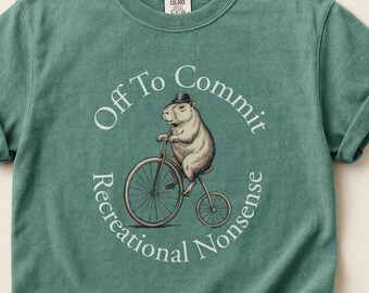 Capybara reitet Hochrad Fahrrad T-Shirt | Aus Um Freizeit-Quatsch zu begehen