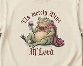 Mittelalterliches Frosch-Wein-T-Shirt | Skurriles königliches Illustrations-T-Shirt