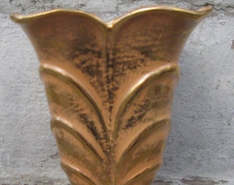 vintage stangl usa granada gold hand painted vase 3217 art deco look gift idea