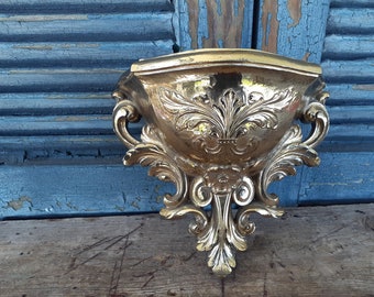 Vintage homco home interiors gold wall pocket bed crown 1970s shabby feminine