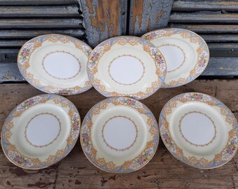 Vintage Noritake Rose China Set of Six Salad Plates Made in
