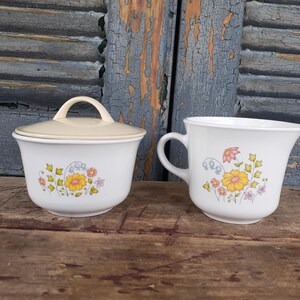 Vintage Corelle Meadow Creamer: 1970s Floral Kitchen