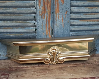 vintage Syroco  demilune gold rose wall shelf 1990s