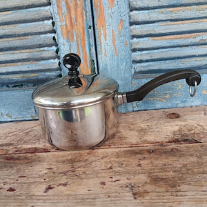 Vintage Farberware 1 Quart Saucepan Aluminum Clad Bottom Made in USA Collectible Cookware
