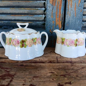Antique Z Sand C Sugar Bowl and Creamer Zeh Scherzer and Company Bavaria Germany