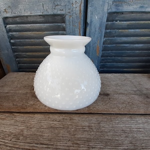 vintage hobnail milkglass student oil lamp shade white glass shade shabby cottage