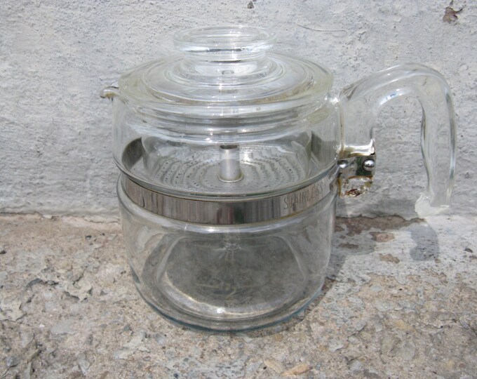 Pyrex Glass Coffee Pot Glass Insert 6 Cups Pyrex Glass Percolator Mid Century Kitchen Etsy