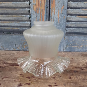 Vintage Satin Glass Ruffled Lamp Shade: Victorian Replacement Light