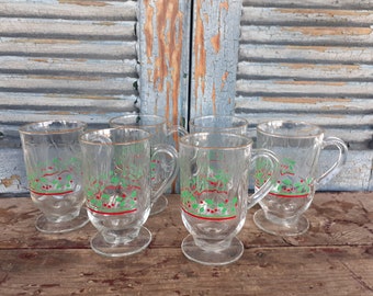 vintage 1980s Arbys Christmas Irish Coffee Mugs Set of Six