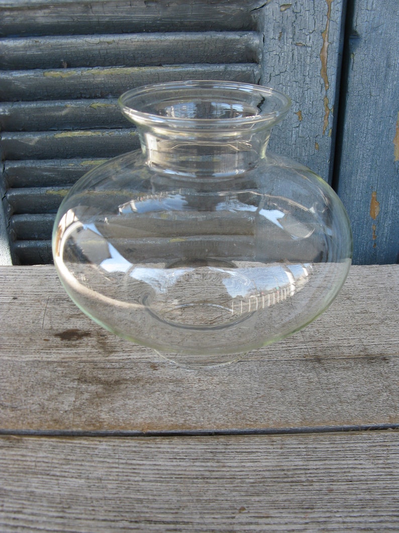Vintage Glass Oil Lamp Shade Student Hand Blown Bulbous Shape Mid Century Replacement