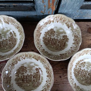 Meakin Romantic England Green Transferware Bowls Set of 4