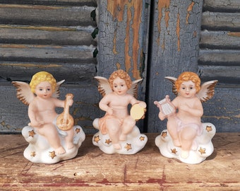 Vintage Homco Angels 8883 Home Interiors Figurines 1980s Set of 3