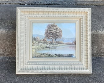 vintage lake scene landscape print ornate plastic frame