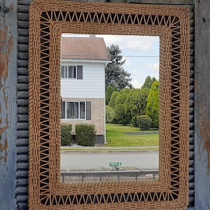 Vintage Faux Rattan Wall Mirror Miami Beach Tropical British Colonial Bohemian