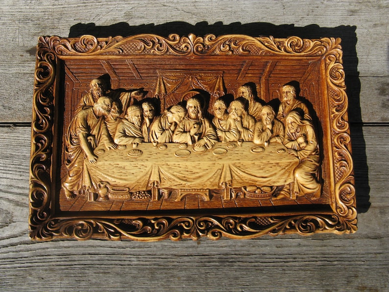 Vintge Last Supper Wall Hanging Christian Wall Decor Grannie Etsy