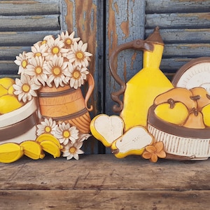 vintage homco kitchen plaques 1995 kitchen kitsch wall hanging trio
