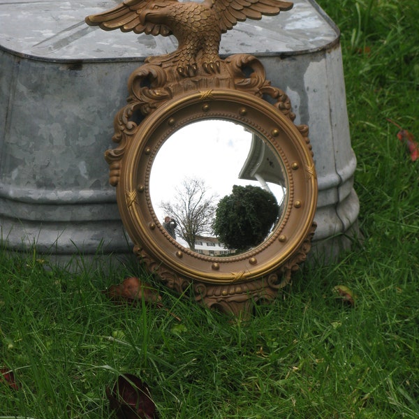 federal style convex eagle mirror bullseye mirror hard plastic port hole style early american