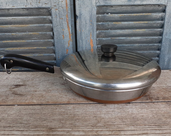 Vintage Revere Ware Stainless Steel 10 Inch Skillet With Lid Patent Process Made in USA