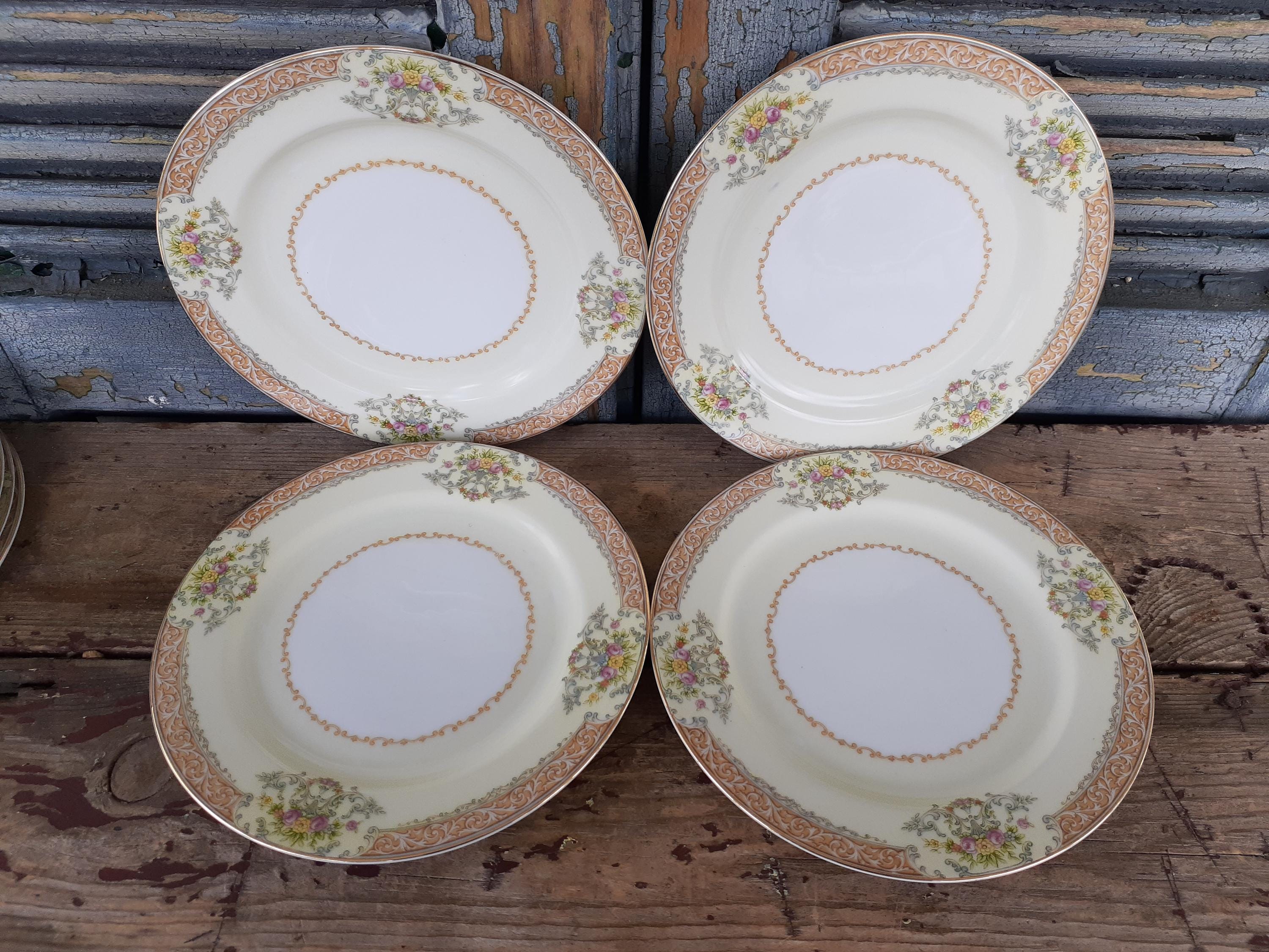 Vintage Noritake Rose China Set of Four Salad Plates Made in