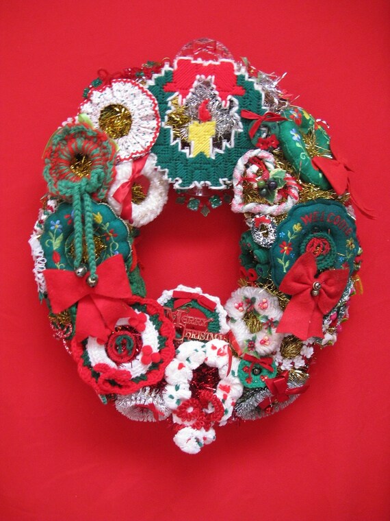 Items similar to christmas kitsch wreath all wreaths vintage elements