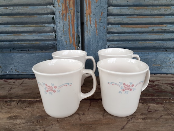 Vintage Corelle English Breakfast Mugs Set of 4 Corning French
