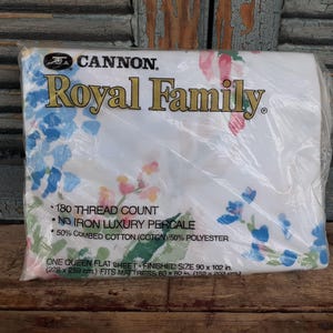 Vintage Cannon Royal Family Queen Flat Sheet New in Package Floral ...