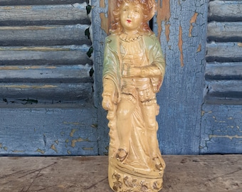 Vintage Chalkware Figurine Young French Boy Victorian Shabby Romantic Old World