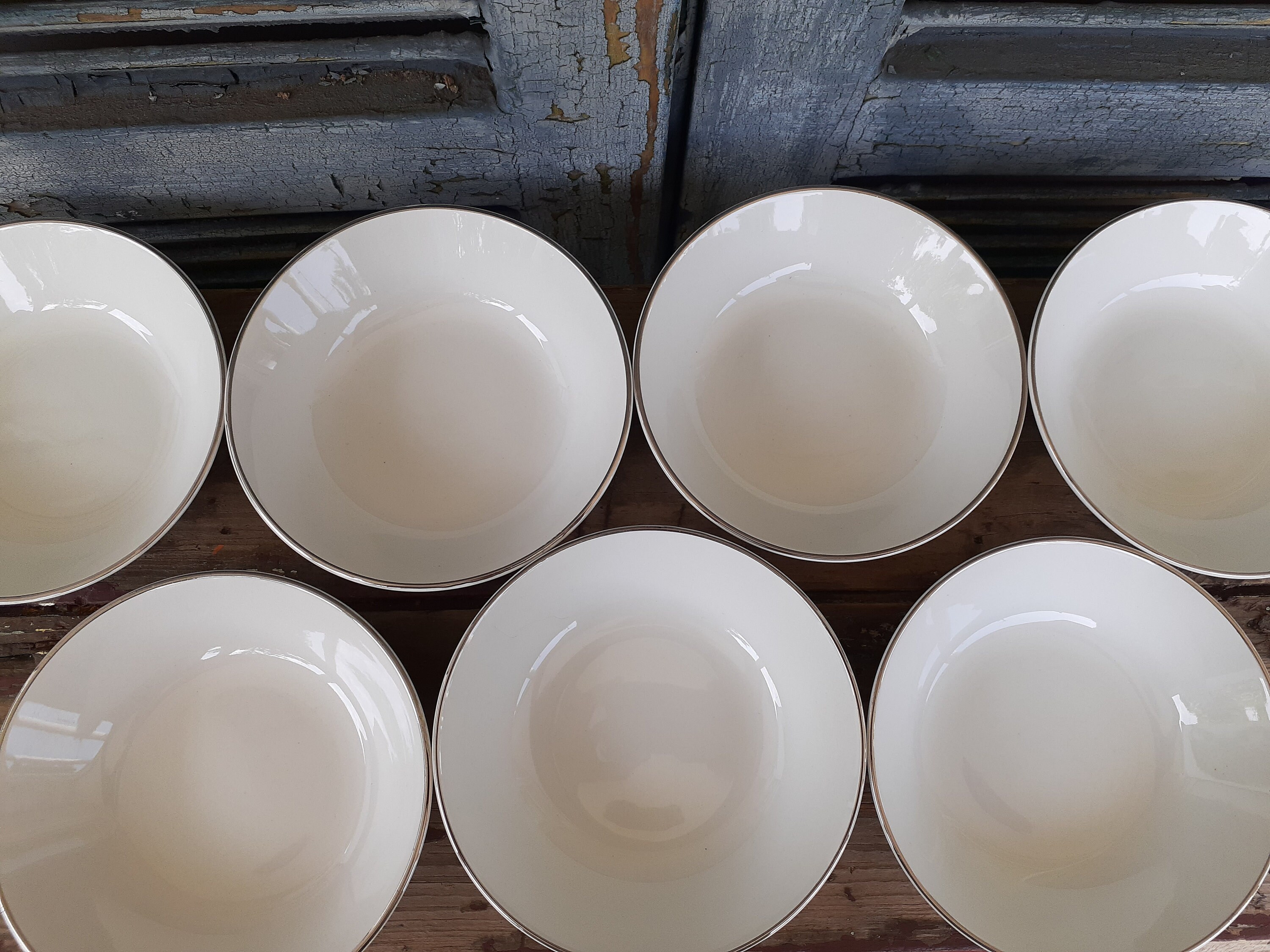 Vintage Salem China Silver Elegance Coupe Cereal Bowls Set