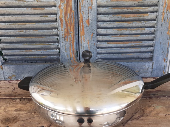 Vintage Farber Ware 12 Inch Skillet With Lid Made in USA Collectible  Cookware Aluminum Clad Bottom 