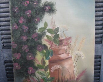 original painting on canvas garden scene larger size