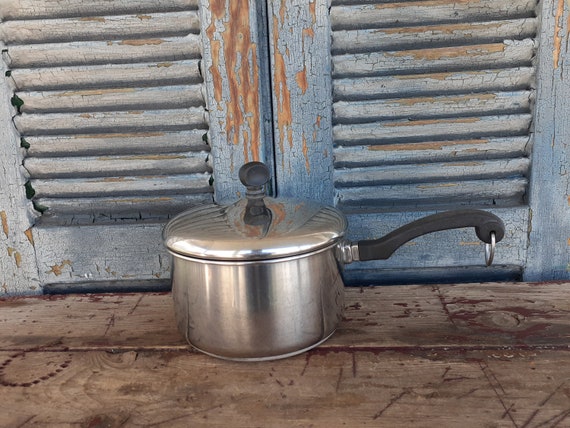 Vintage Farberware 1 Qt Saucepan With Lid Pot Stainless Steel Aluminum Clad  USA