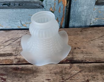 Vintage Satin Glass Lamp Shade: Ruffled Victorian Sconce Shade