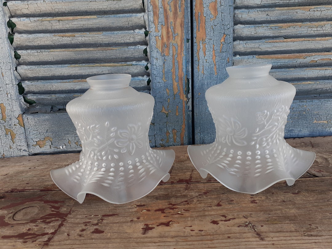 Vintage Satin Glass Ruffled Lamp Shades Replacement Light Shades Sconce ...
