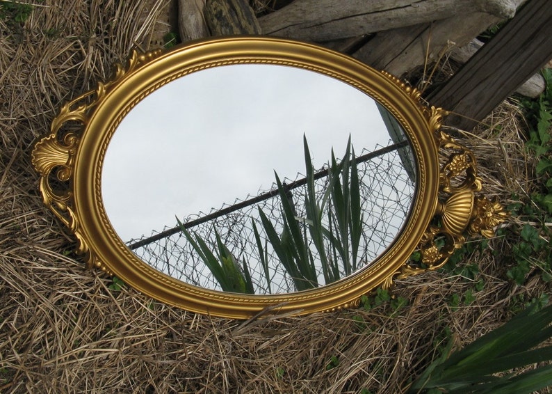 Ornate Wall Mirror Gold Dart Mirror Molded Plastic French Etsy