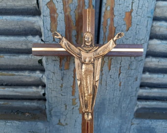 vintage crucifix cross mid century old world look rustic