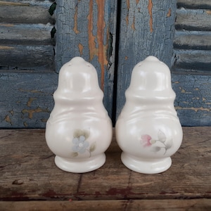 Pfaltzgraff Tea Rose Salt and Pepper Set Ironstone Shabby Country