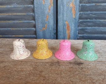 Vintage Mid Century Metal Ornament Bells Set of 4 Smaller Size