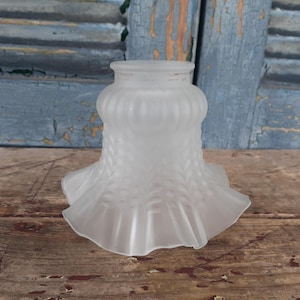 Vintage Satin Glass Lamp Shade: Ruffled Victorian Sconce Shade