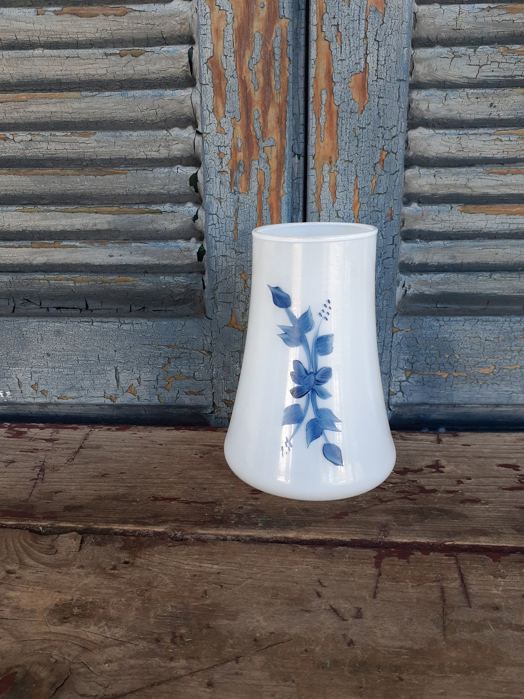 Vintage Painted Glass Hurricane Lamp Shade Etsy