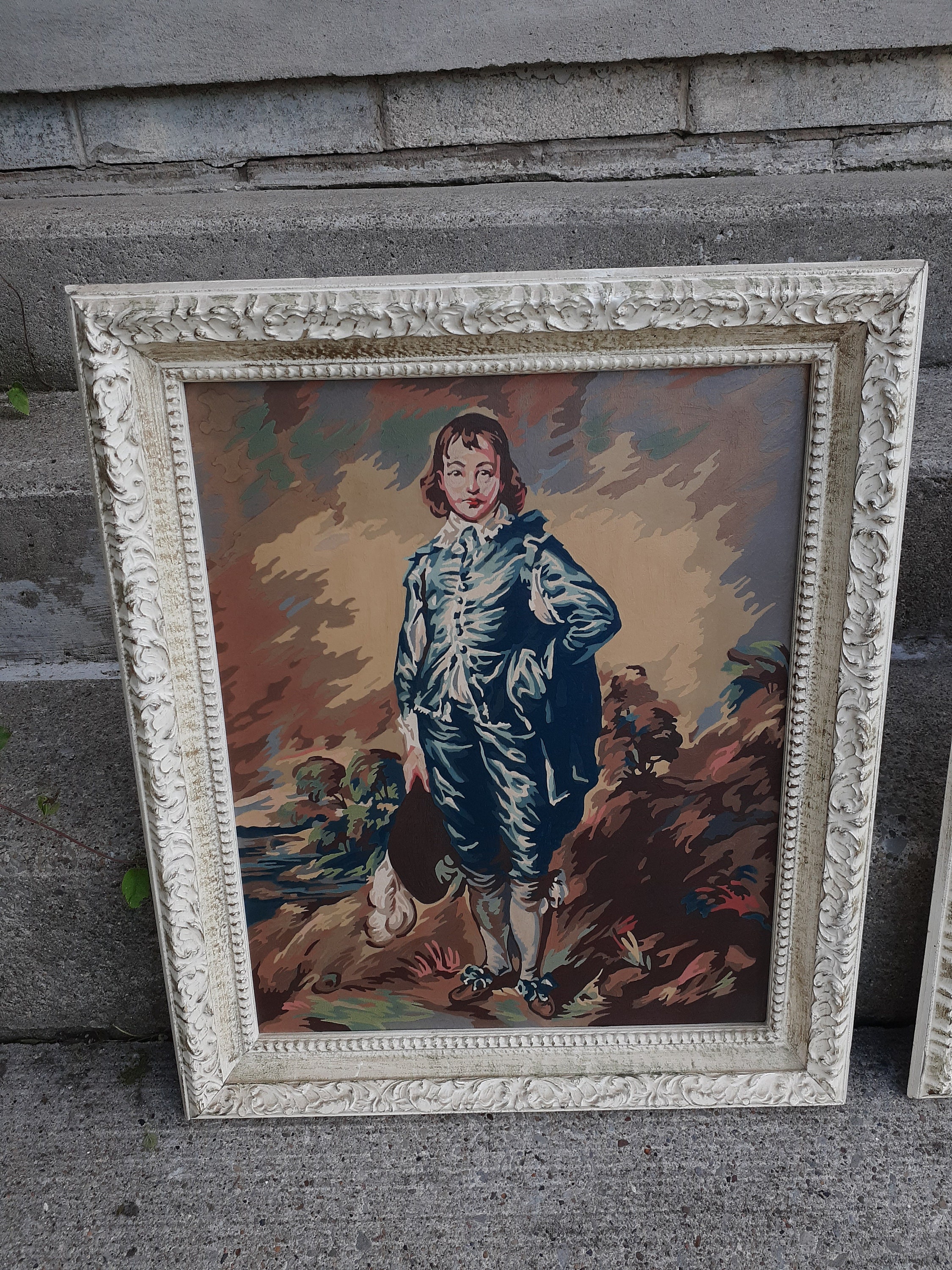 Vintage PBN Pinky and Blue Boy Paint by Numbers Ornate Wood Frames  display picture 1