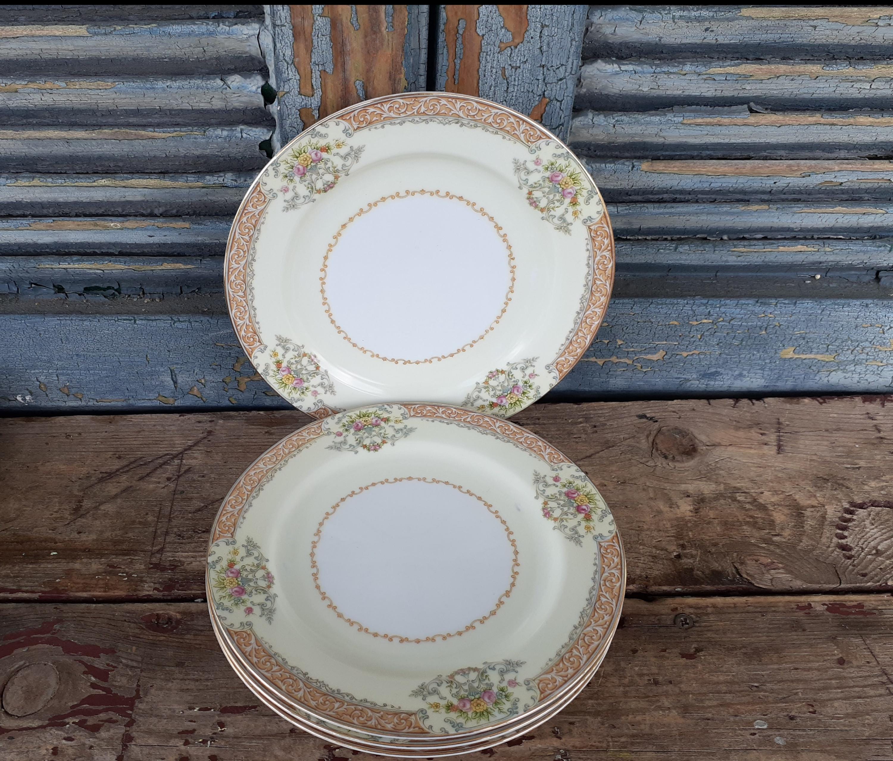 Vintage Noritake Rose China Set of Four Salad Plates Made in