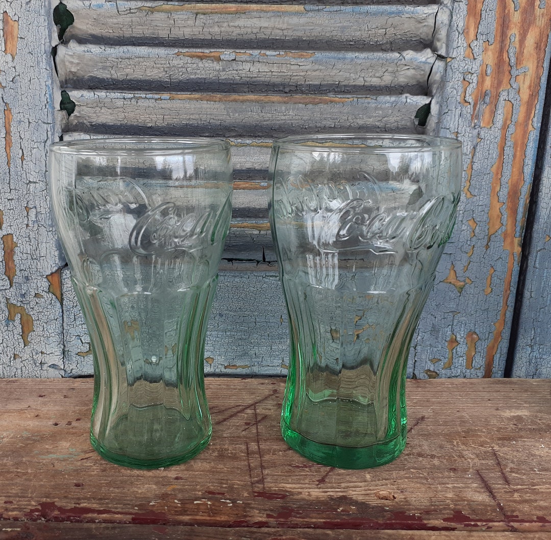 Vintage Green Coca Cola Glasses Set of 2 Mcdonalds Promotional Items Etsy