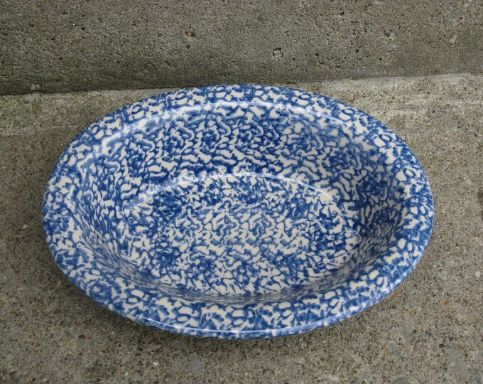 Roseville Spongeware Gerald Henn Pottery Blue Spongeware Bowl 12 Inch