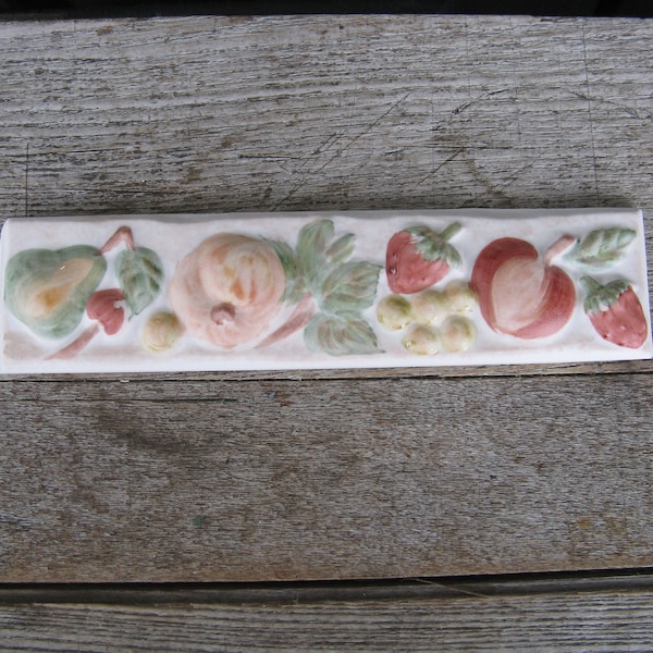 vintage ceramic border tile fruits spanish tile hand made in Spain