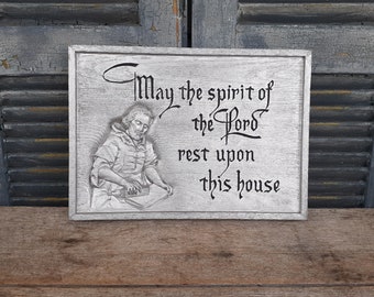 vintage Spirit of the Lord wall plaque  christian wall decor gift idea