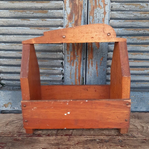 Vintage Hand Made Shoe Shine Box Rustic Folk Art Primitive Gift Idea Man Cave Shoe Grooming