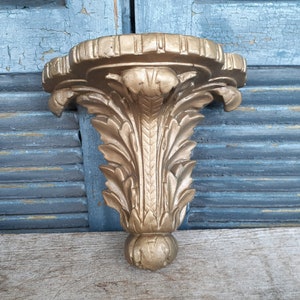 vintage chalkware wall shelf leaf design old world french country masculine